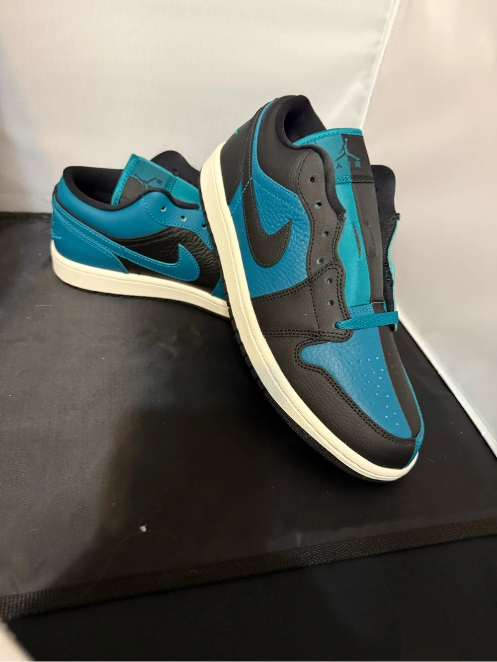 Nike Air Jordan 1 Low SE “Split” Top Sneakers — Black & Teal